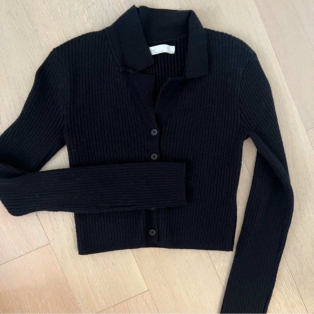 Oak + Fort Rib Knit Button Up Cardigan